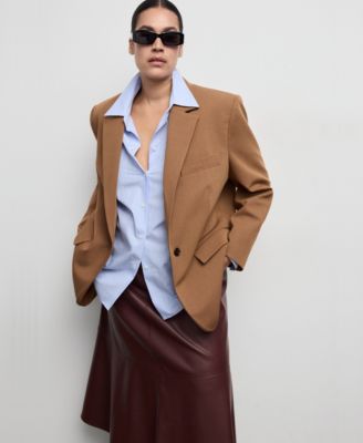 Women's Notch Lapel Pockets Straight Suit Blazer