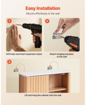 Bathroom Wall Cabinet, Single Door, Adjustable Shelf, Wall-Mounted Over-Toilet Storage w/ Open Shelves