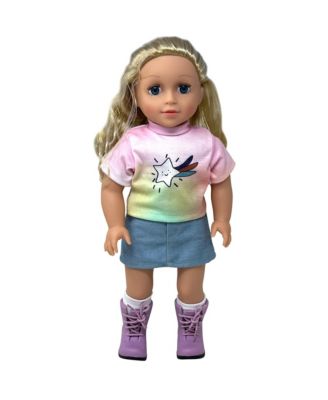 18 Inch Dolls with Soft Hair and Accessories – Soft Body 18-inch Doll with Poseable Vinyl Arms & Legs, Dress Outfit