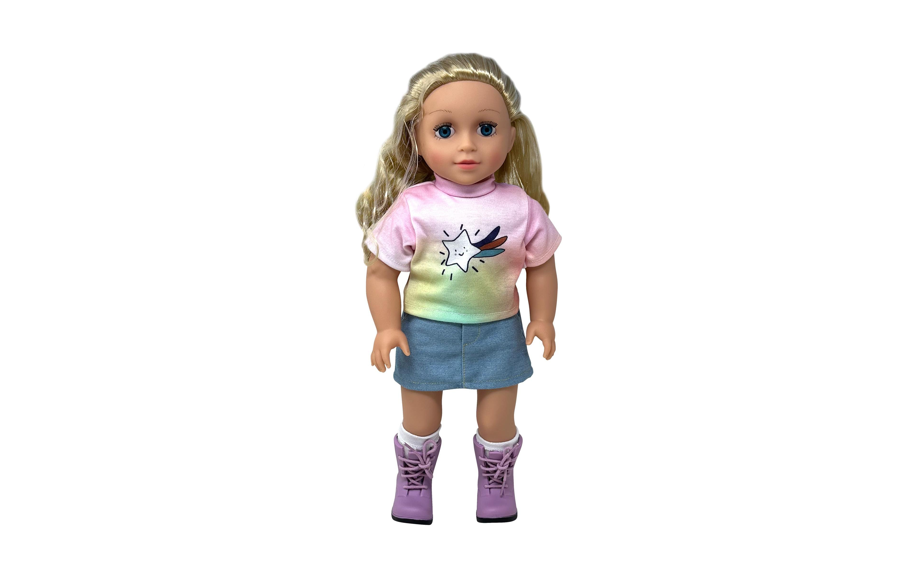 18 Inch Dolls with Soft Hair and Accessories – Soft Body 18 inch Doll with Poseable Vinyl Arms & Legs, Dress Outfit – Cute 18" Doll Set for Girls