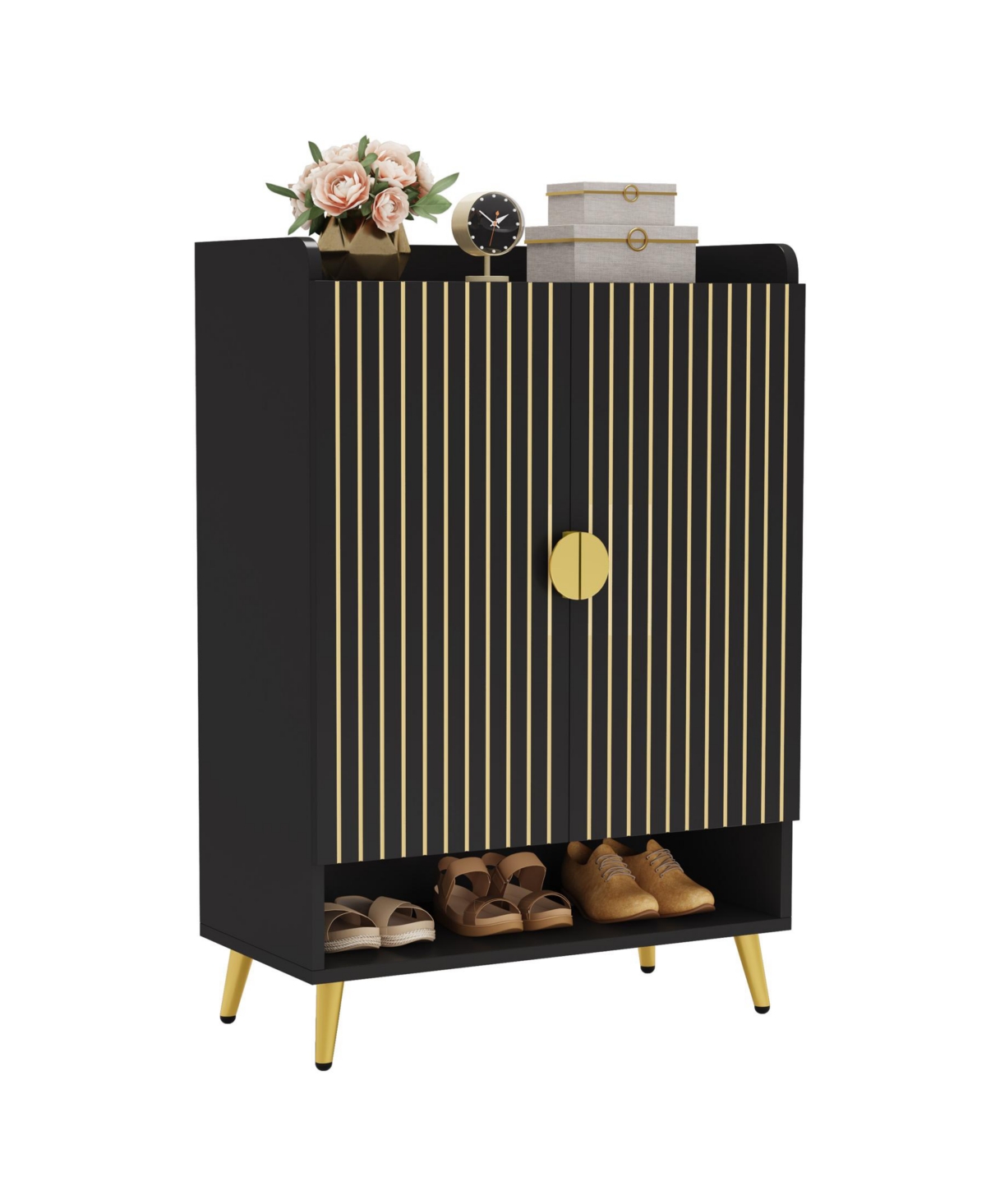 Tribesigns Shoe Cabinet with Doors, 6-Tier Storage Adjustable Shelves, Wooden Shoes Rack Organizer for Entryway, Hallwa