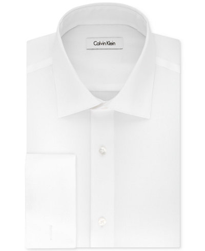 Calvin Klein STEEL Men's Classic-Fit Non-Iron Performance French Cuff ...