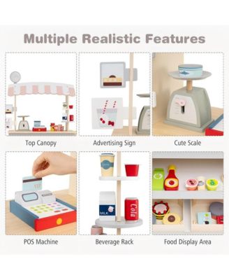 Kids Pretend Food Cart with Accessories and Storage