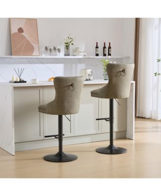Set of 2 PU Swivel Bar Stools Adjustable Seat Height for Dining Pub
