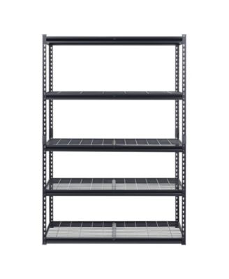 5-Tier Storage Shelves, 3000-Lb Capacity, 24"D x 48"W x 72"H, Adjustable Heavy-Duty Utility Rack, Black