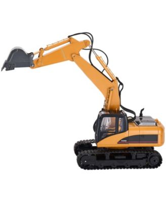 Remote Control Excavator Toy, 15 Channel, 3 in 1 Remote Control Digger with Metal Shovel, 1:14 Scale RC Excavator