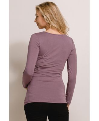 Maternity Casual Side Ruched Long Sleeve Top