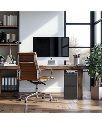 2 Drawer Metal Vertical File Cabinet with Lock Office Home Steel Vertical File Cabinet for A4 Legal/Letter Size