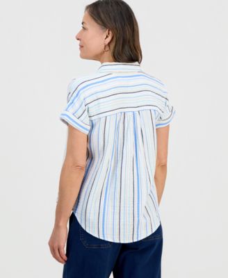 Petite Cotton Striped Camp Shirt