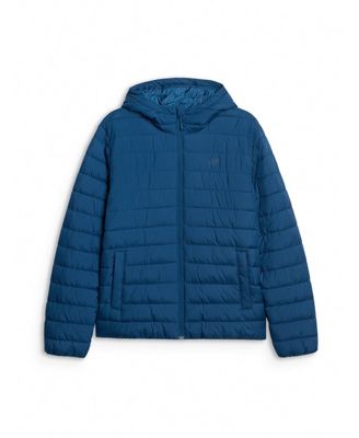 Men's down jacket with synthetic filling - navy blue