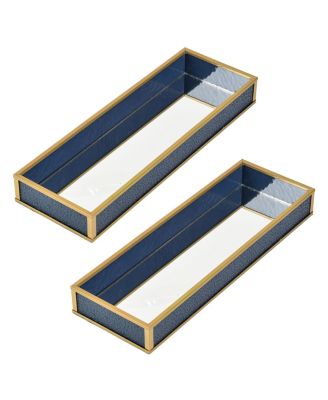 Handcrafted Glass Tray, Decorative Storage Container for Makeup, Jewelry, Desk, or Bathroom Stylish, Blue