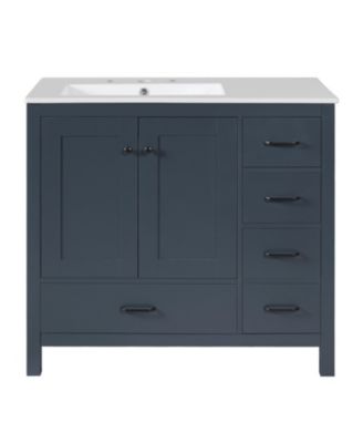 36 in. Bathroom Vanity with Ceramic Sink Combo, Abundant Storage Cabinet with 2 Soft Close Doors and 5 Drawers