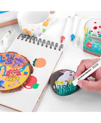 36 Colors Acrylic Paint Markers Set, Bright Colors with Strong Coverage, Quick Dry Waterproof for Artists, Adults and Beginners