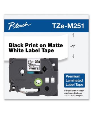 TZEM251 0.94 in. x 26.2 ft. TZe Premium Laminated Tape - Black on White