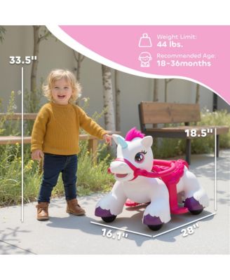 12V Ride on Horse, Ride on Toy with Carrot Toy, Comb, Animal Sounds