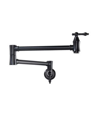 Pot Filler Faucet, Retro Single Hole Two Handles Wall Mount Kitchen Faucet, Double Joint Swing Arm Pot Filler Folding Kitchen Faucet