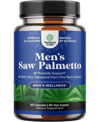 Men's Saw Palmetto, Saw Palmetto Extract with Beta Sitosterol for Men's Health, Better Bladder Control & Restoring Hair, 60ct