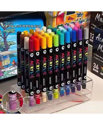 72 Colors Acrylic Paint Markers, Soft-Tip Double-Ended Marker for Stone, Ceramic, Metal, Glass, Rock Painting and DIY Crafts Art Supplies