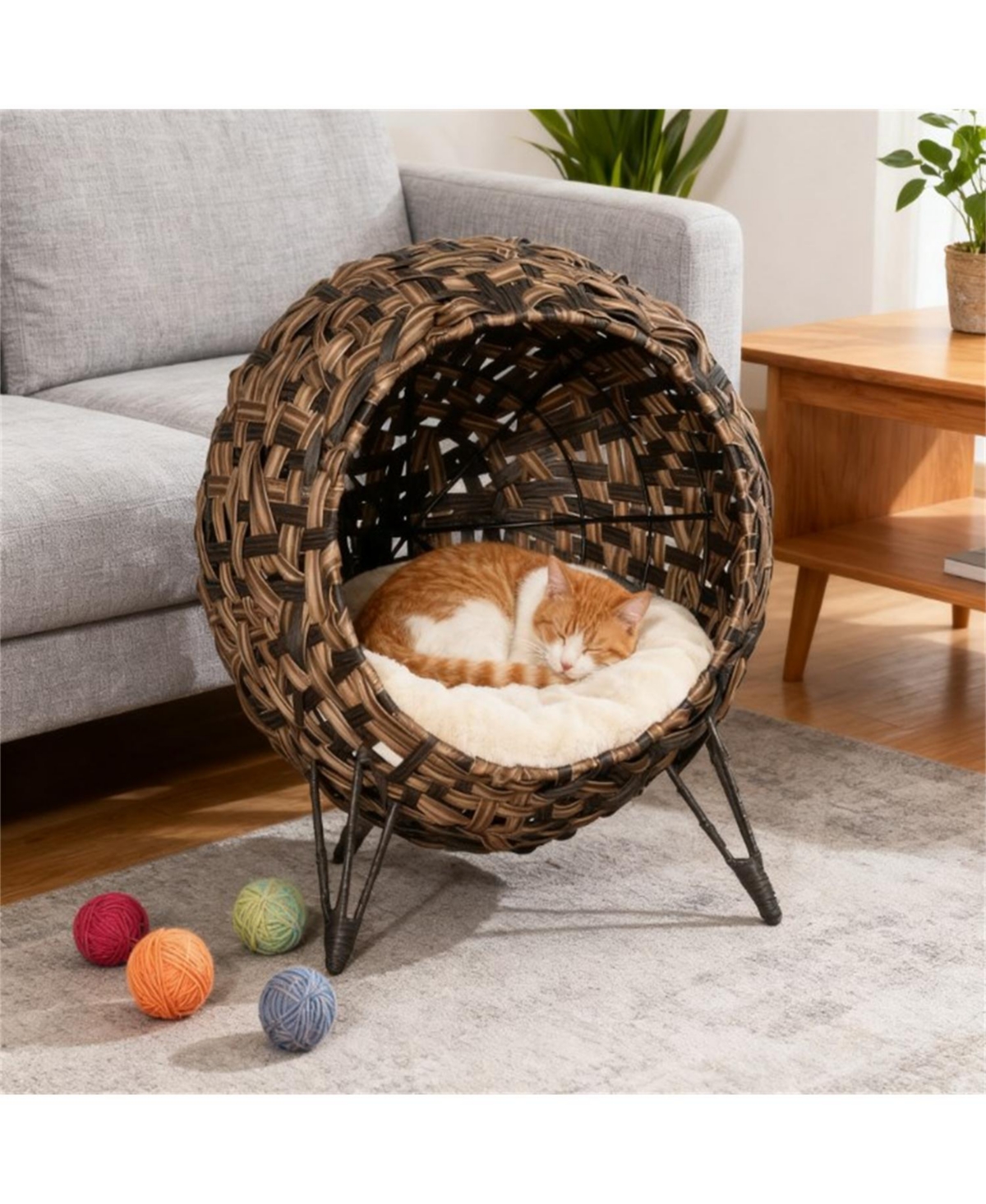 Aostirmotor Cat House Condo with Cushion in Brown