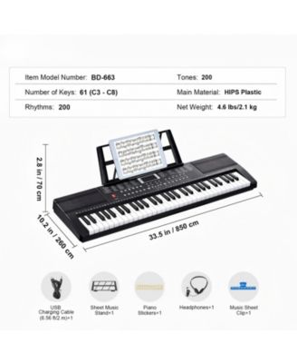 61 Key Digital Keyboard Piano with Dual Speakers Multiple Sound Modes and Beginner Friendly Learning Setup