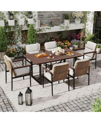 Mondawe 7-piece Outdoor Patio Dining Set include 6 Aluminum Armchairs