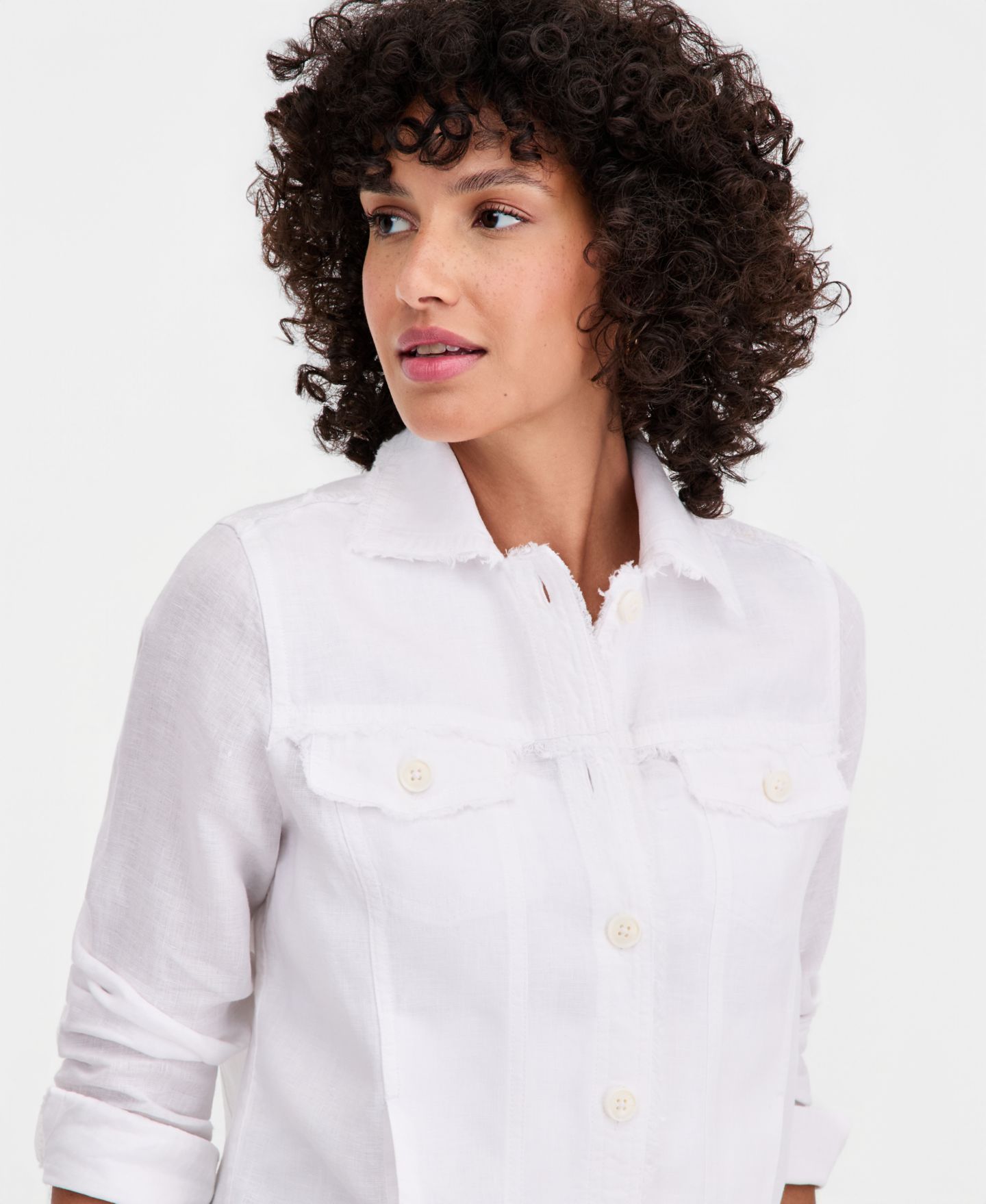 Женская куртка Charter Club Petite Fringe Linen, цвет: Яркий белый — фото 3