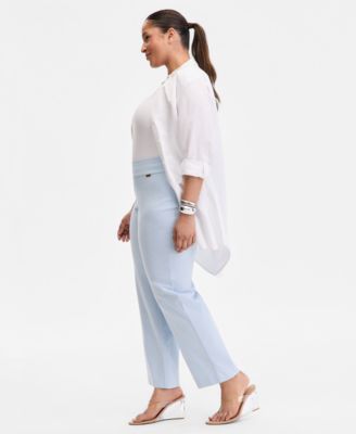 Plus Size Mid-Rise Pull-On Straight-Leg Pants