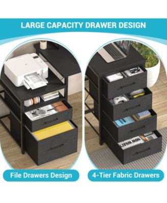 Reversible L Shaped Desk with 6 Drawers, 70.8'' Large Computer Desk with Outlets, Monitor Stand & CPU Stand