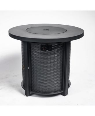 30" Propane Gas Fire Pit Table, 50000 BTU Round Steel Fire Pit for Outside Patio Deck Garden Courtyard-Black