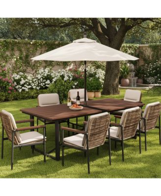Mondawe 9-piece Outdoor Patio Dining Set include 8 Aluminum Armchairs