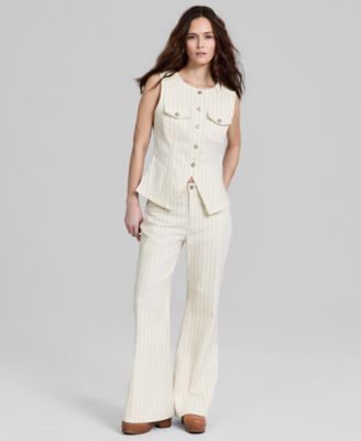 Women's Denim Flyaway Button-Front Vest