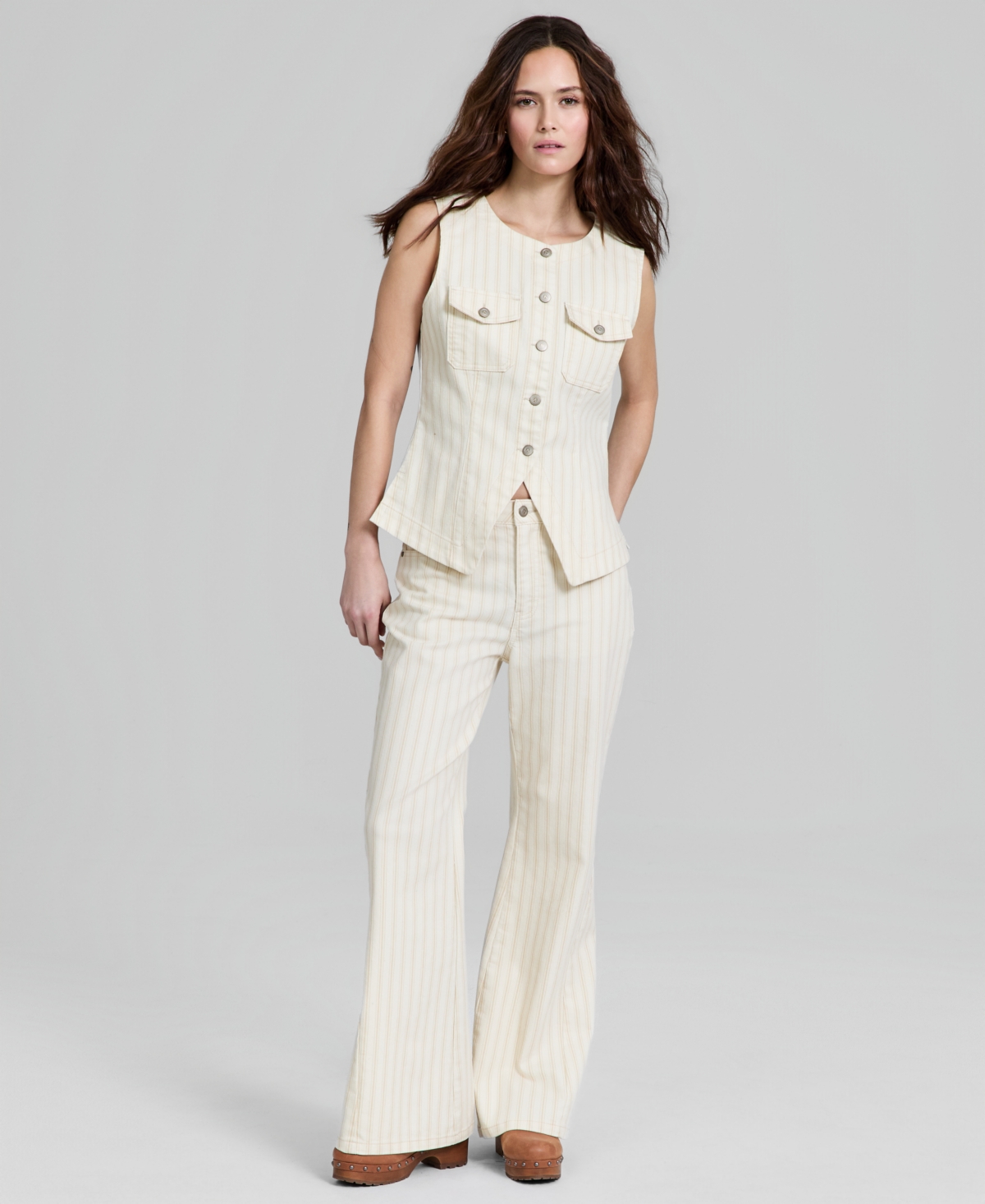 And Now This Women's Denim Flyaway Button-Front Vest, Macy's Exclusive