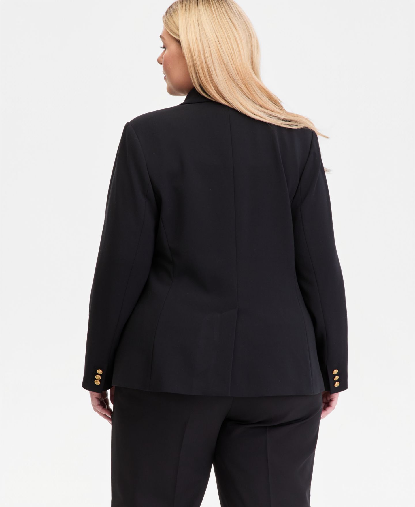 Женский пиджак I.N.C. International Concepts Plus Size Faux Double-Breasted Blazer, цвет: Глубокий чёрный — фото 2