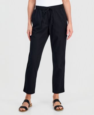 Petite Twill-Tape Tapered Pull-On Pants