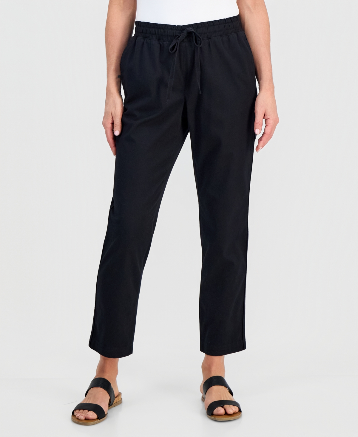 Style & Co Petite Twill-Tape Tapered Pull-On Pants, Macy's Exclusive