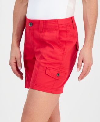 Women's Petite Mid-Rise Comfort-Waist Cargo Shorts