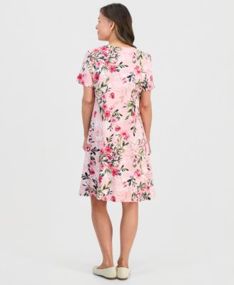 Petite Short-Sleeve Floral T-Shirt Dress