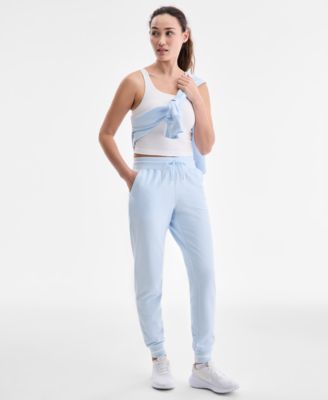 Women's Ribbed Solid Fleece Ankle Jogger Pants