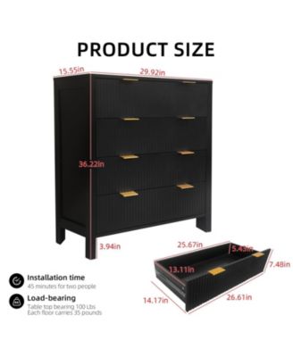 4 Drawer Dressers for Bedroom, Fluted Tall Dresser, Bedroom Chest of Drawers