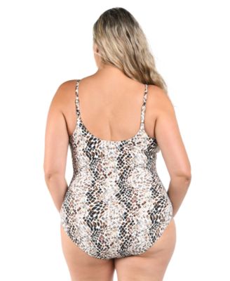 Plus Size Wild Whispers Plunge One-Piece Swimsuit