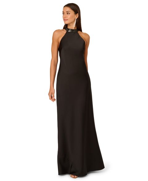 Женское платье Adrianna Stretch Satin Long, цвет: Чёрный
