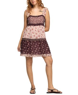 Women's Print Mix Ruffle Mini Dress