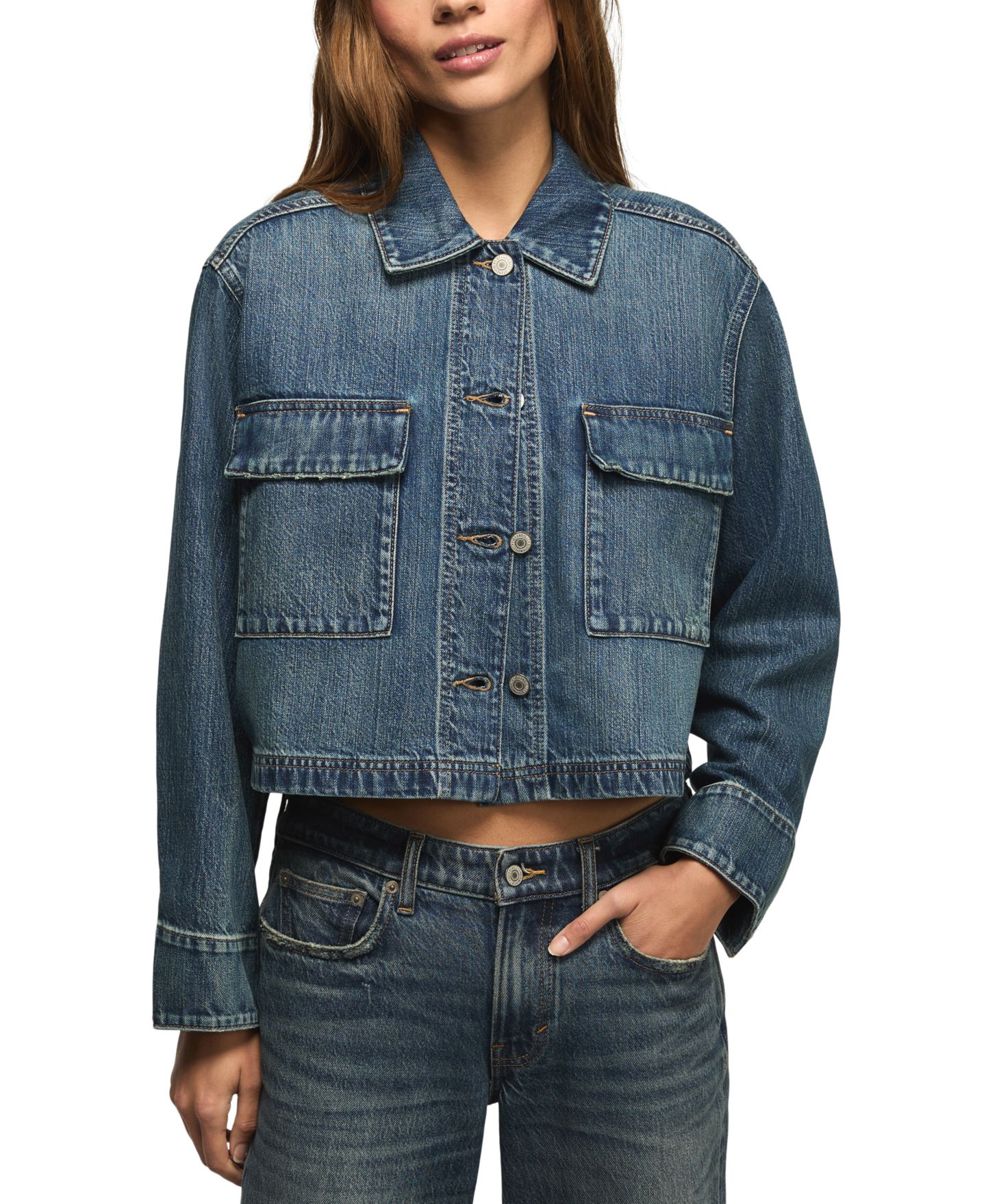 Женская куртка Lucky Brand Denim Utility Long-Sleeve Jacket, цвет: Варёный — фото 1