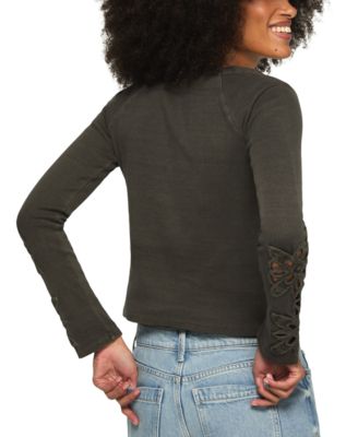 Women's Lace Notch Neck Fitted Top