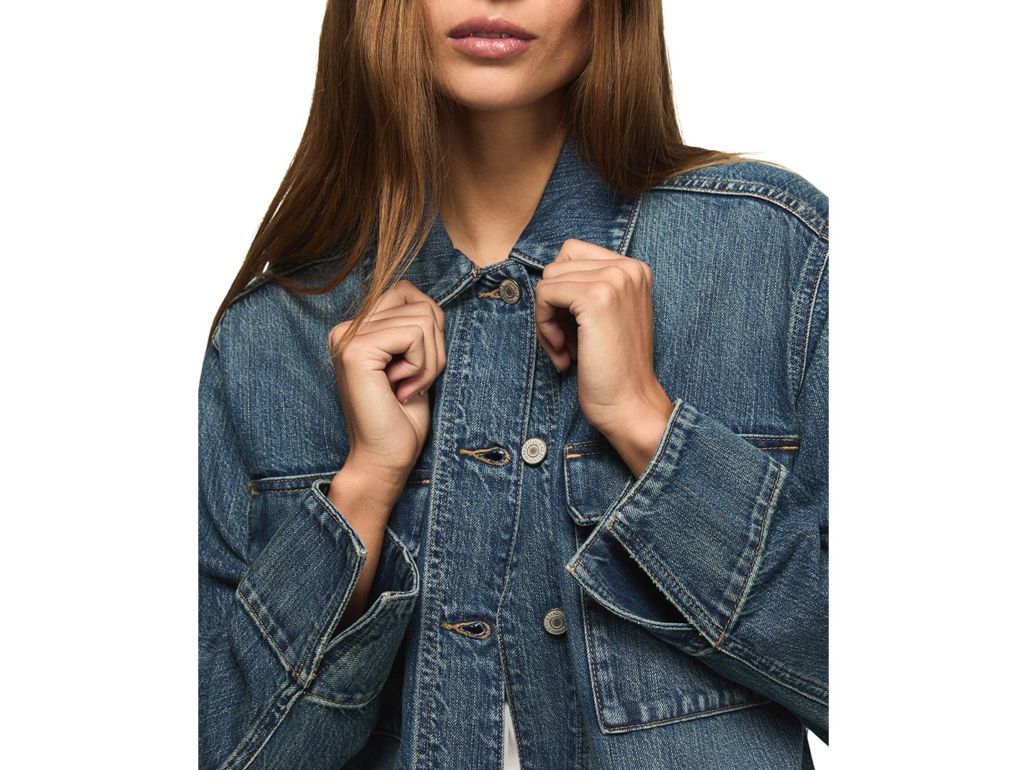Женская куртка Lucky Brand Denim Utility Long-Sleeve Jacket, цвет: Варёный — фото 3