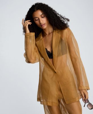 Women's Organza One-Button Notch Collar Jacket