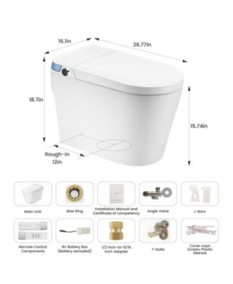 Smart One-Piece Bathroom Fixture with Built-in Tank, 4-Level Heated Seat & Warm Air Dryer