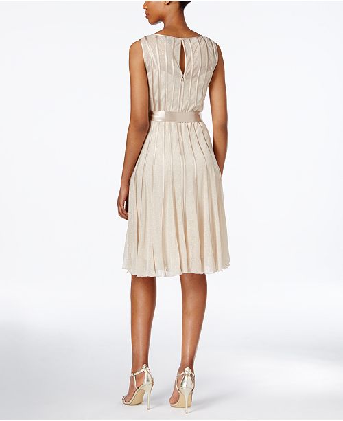 SL Fashions Metallic Belted ALine Dress Dresses Women Macy's