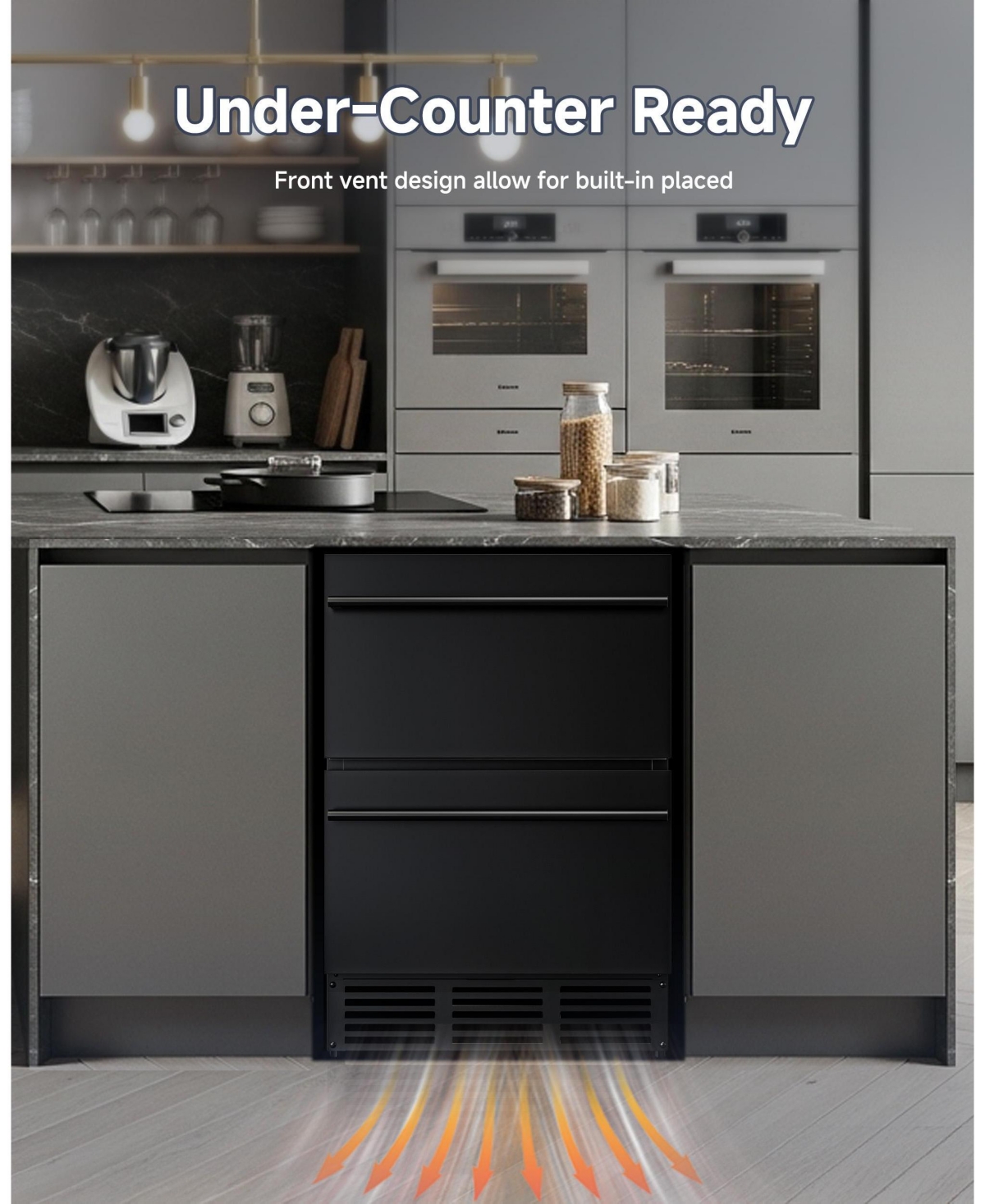 Euhomy 23.4-in W 150-Can Capacity Built-in/Freestanding Beverage Refrigerator in Black