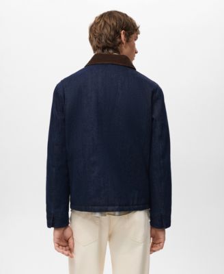 Men's Corduroy Collar Quilted Denim Jacket